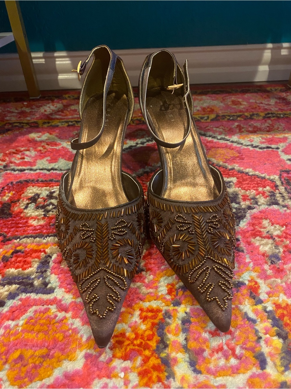 Vintage Passi Beaded Ankle Strap Heels